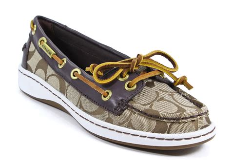 Enjoy free shipping & returns on all orders. Coach Richelle Topsider Womens Boat Shoes Khaki Chestnut ...