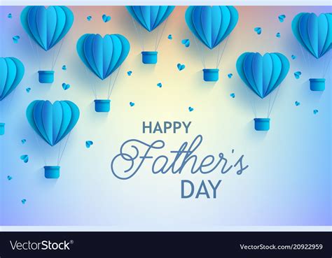 Happy Fathers Day Banner With Blue Hot Air Vector Image