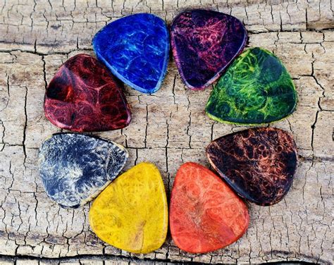 Dyed Wood Guitar Pick One Dyed Wooden Guitar Pick Handmade Etsy