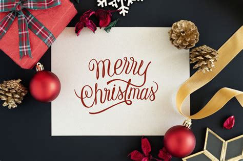 Say hello to photorealistic freebies and present your designs, websites, and other projects gorgeously. Merry christmas greeting card mockup | Free PSD File