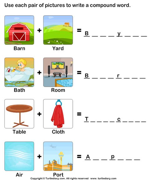 Compound Words Worksheet For Kindergarten