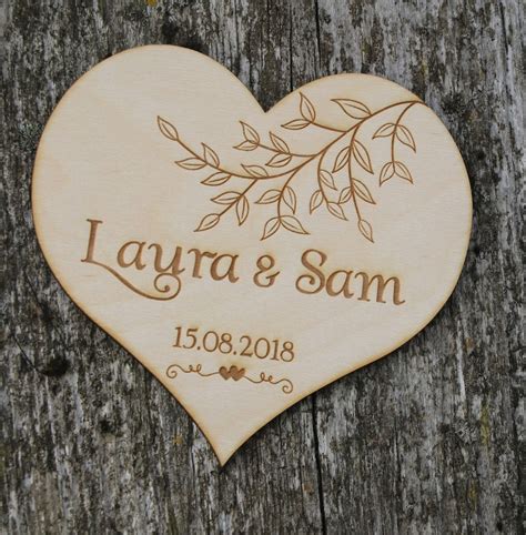 5 Custom Engraved Wood Heartengraved Wedding Heart With Etsy