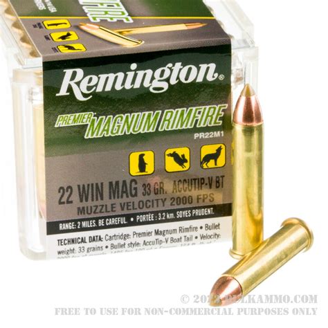500 Rounds Of Bulk 22 Wmr Ammo By Remington 33gr Accutip V