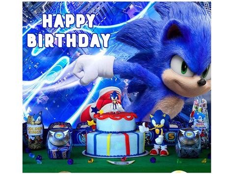 Blue Sonic Hedgehog Happy Birthday Themed Photography Backdrop Etsy