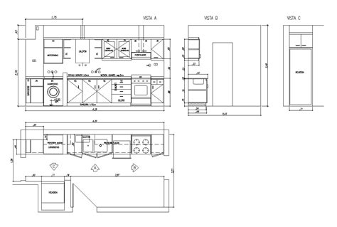 Detail Of Kitchen Furniture 2d View Layout Dwg File Cadbull