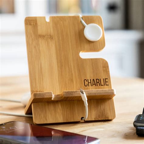 Personalised Charging Stand For Apple Watch And Iphone By Mirrorin