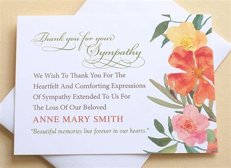 Thank You Note For Sympathy Flowers Thank You Sympathy Cards With
