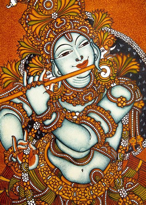 Sri Krishna Traditional Kerala Mural Painting Painting By Anila