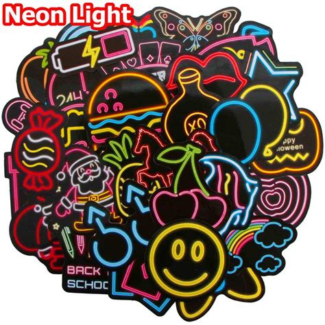 1050 Pcs Neon Light Stickers Aesthetic Classic Retro Neon Style Anime