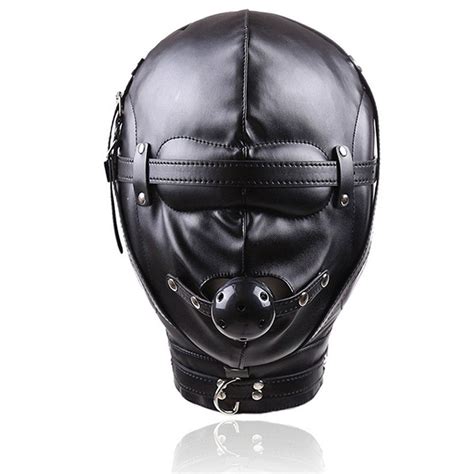 Bondage Sex Toys Headgear With Mouth Ball Gag Bdsm Erotic Leather Sex Hood For Men Adult Games