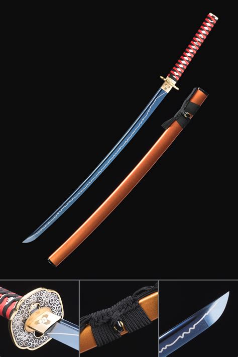 Katana à Lame Bleue épée Katana Japonaise Faite à La Main En Acier à