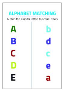 Alphabet Matching - Match Capital and Small Letters - A to E Worksheets