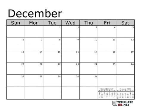 December Monthly Calendar Template Monthly Calendar Template