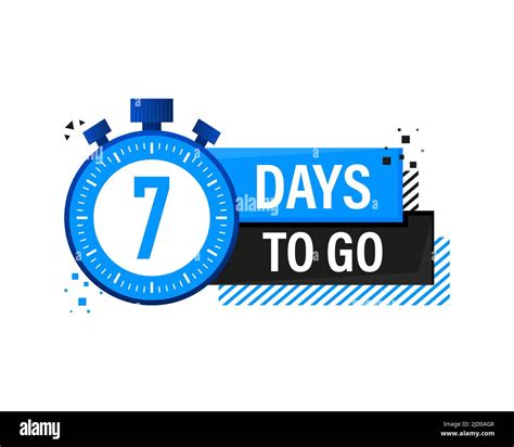 Seven Days To Go Timer Label Blue Emblem Banner Vector Illustration
