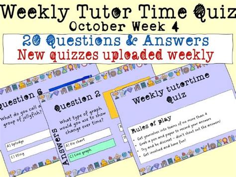 Weekly Tutor Time Quiz October 4 Teaching Resources
