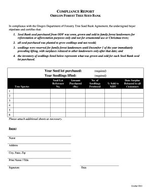 Thus, compliance function cannot be designed with a one size fits all and must reflect financial institution's size, regulatory environment, specific risks associated with products, services and customers, etc. Fillable Online Oregon Seed Bank Compliance Form - Oregon ...