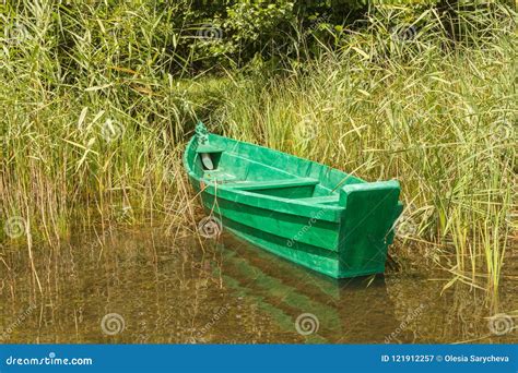 Green Boat In The Reeds Stock Image Image Of Resort 121912257