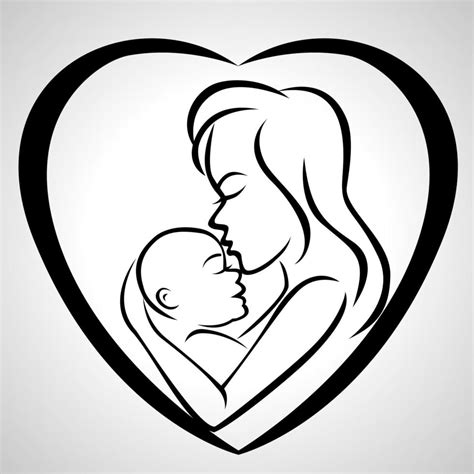 Mother And Baby Inside Heart Icon Vector Art At Vecteezy