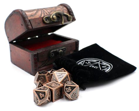 Metal Gaming Dice With Bronze Storage Chest Box For Dungeons Etsy