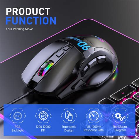 Sunsky Mkespn X10 9 Buttons Rgb Wired Macro Definition Gaming Mouse