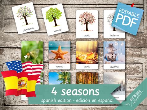 4 Seasons Spanish Edition 36 Spanish And 36 English Editable Etsy