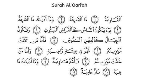 Surat Al Qoriah Ayat 1 11 Dan Artinya Lengkap Tulisan Arab Latin Dan