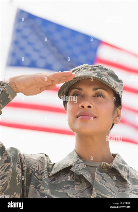 American Female Soldier Saluting Flag Hi Res Stock Photography And