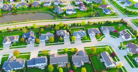 Beautiful Suburban Neighborhoods Nice Homes Aerial Stock Footage Video
