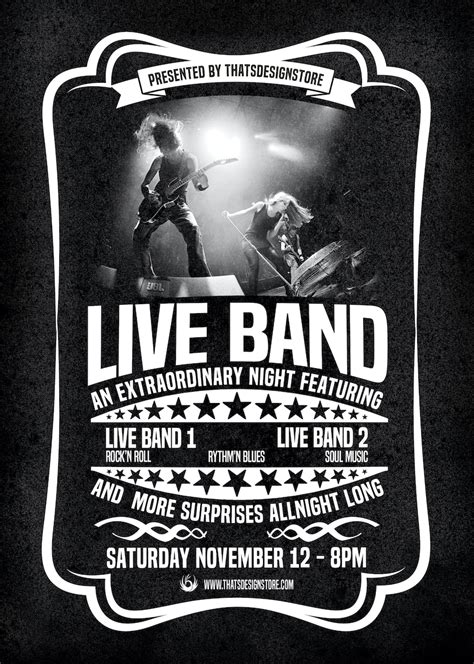 Live Concert Flyer Poster Template Vintage Psd For Photoshop
