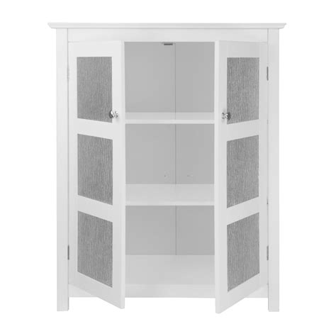 Teamson Home Connor Floor Cabinet With 2 Glass Doors Cover White