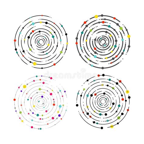 Set Of Circular Lines And Color Dots Circular Lines Graphic Pattern
