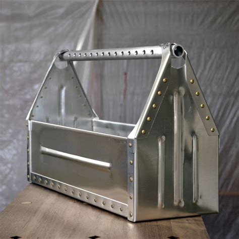 Aluminum sheet metal toolbox, aircraft rivets, cross-drilled handle ...