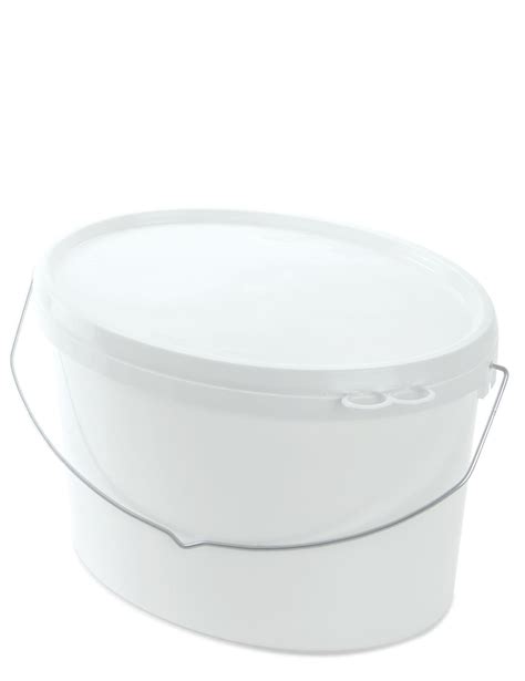 Plastic Bucket With Lid Oval White Metal Handle 55