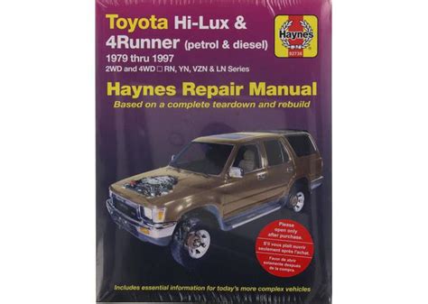Haynes Repair Manual Suits Toyota Hi Lux 4x4 And 4x2 And 4runner 79 97