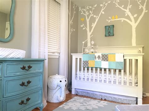 While it is easy to get carried away by all the lovely designs and wall decorations that you see in magazines and furniture stores, one thing you need to contrasting colours like black and white, blue or yellow, or red and black have always been popular. Henry's Aqua, Yellow and Gray Elephant Nursery - Project Nursery