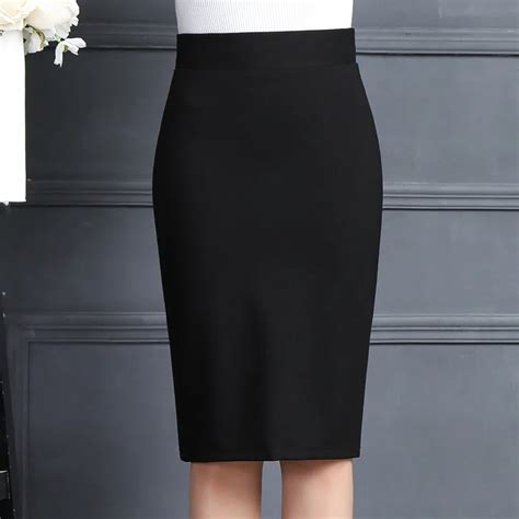 2016 Winter Autumn Sexy Chic Pencil Skirts Office High Waist Mid Calf Solid Skirt Casual Slim