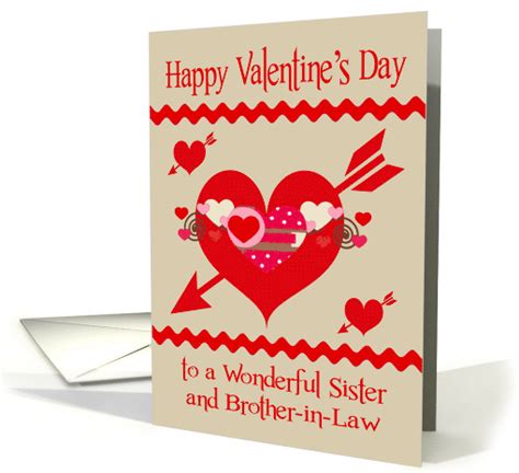Valentine S Day To Sister And Brother In Law With Colorful Hearts Card