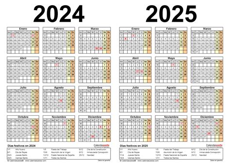 Calendario 2024 y 2025 en Word, Excel y PDF - Calendarpedia