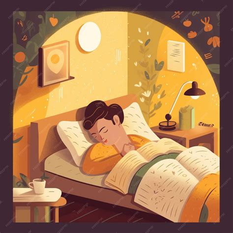 Premium Ai Image Illustration Of A Man Sleeping In His Bed Vector
