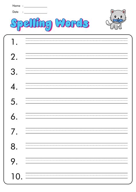 Free Printable Blank Spelling Practice Worksheets
