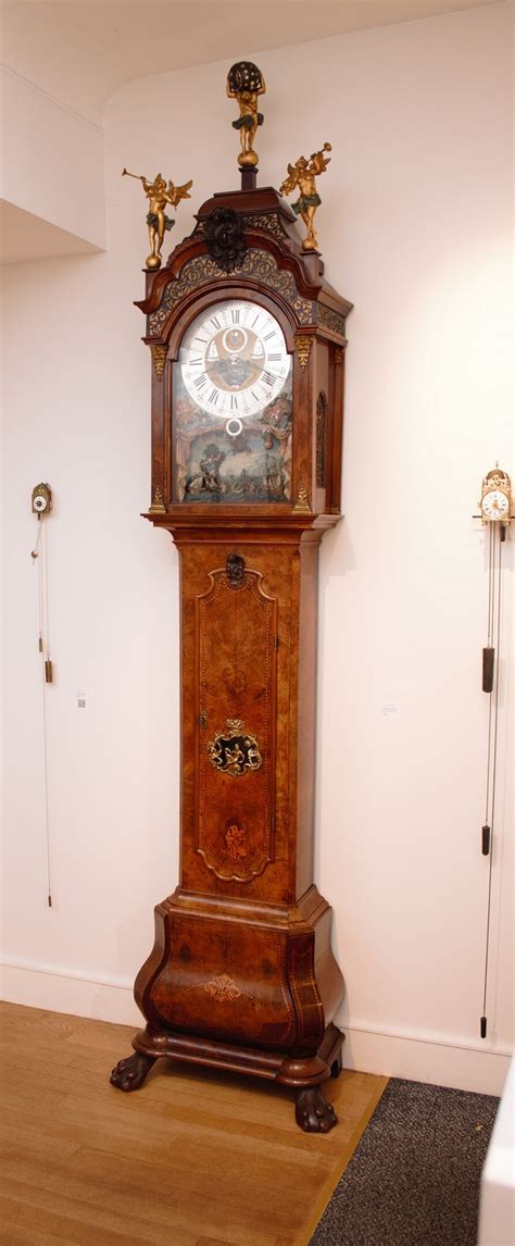 A Fine Dutch Burr Walnut Amsterdam Longcase Clock With Ships