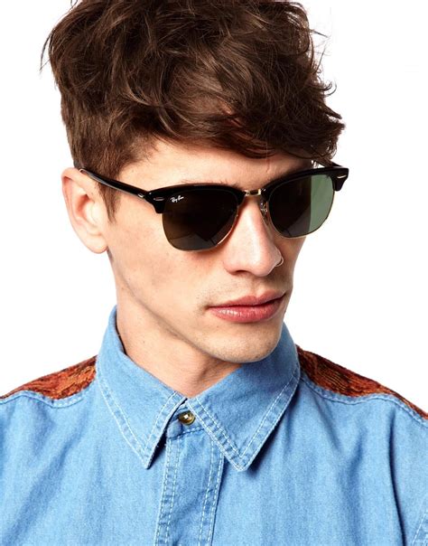 lyst ray ban clubmaster sunglasses in black for men