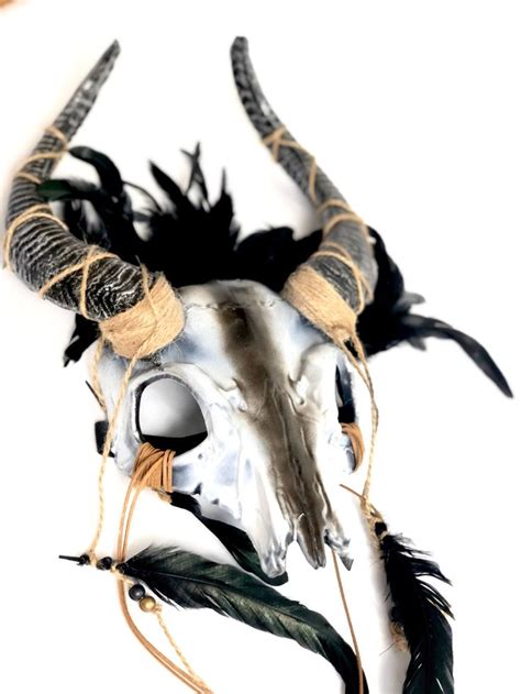 White Ram Skull Headdress Samhain Witch Headdress Gaelic Etsy
