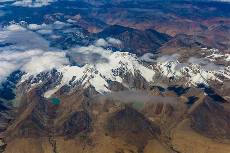 Aerial View Of The Tibetan Plateau Flying From Kathmandu Nepal To