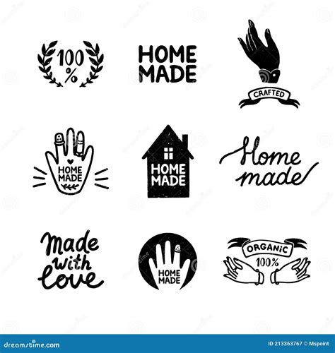 Homemade Stamp Logos Set Vintage Icons In Stamp Style Home Made