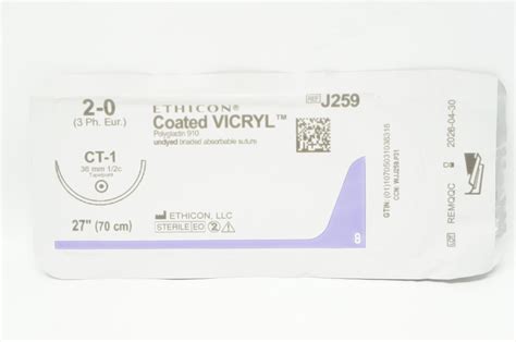 Ethicon J259 2 0 Coated Vicryl Stre Ct 1 36mm 12c Taperpoint 27 Inch