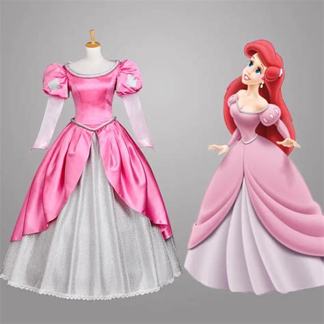 Pink The Little Mermaid Princess Ariel Dress Adult Costume Cosplay