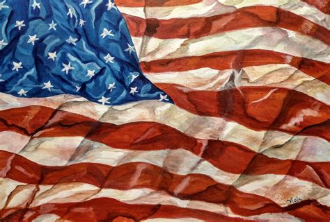 Art Vintage American Flag Painting By Debbie Viola Debbie Viola