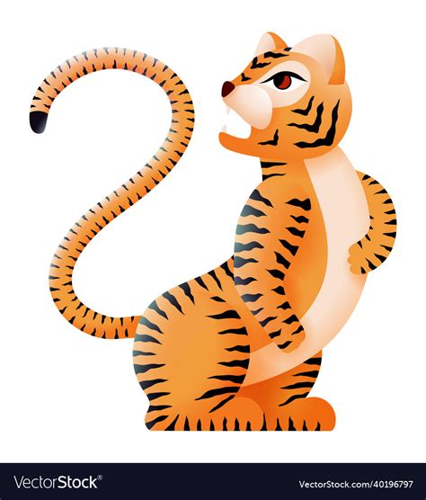 Cartoon Tiger Asian Big Cat In Traditional Vector Image