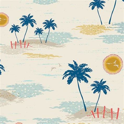 Art Gallery Palm Island Escape Cotton Fabric By The Yard Beach Fabric